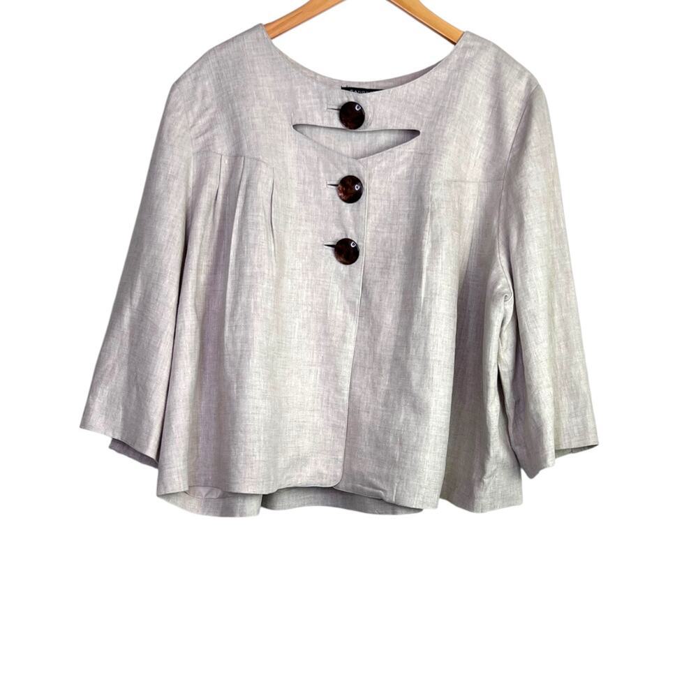SANDRO Sportswear 100% Linen Cropped Cape in Solid Beige Women's Size 1X